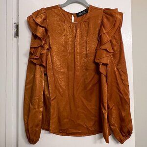 Fab'rik Long Sleeve Ruffle Shoulder Top